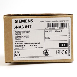 Siemens NH-Sicherungseinsatz 3NA3817 (3Stk.) OVP