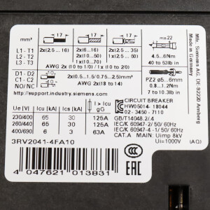 Siemens Leistungsschalter 3RV2041-4FA10 NOV