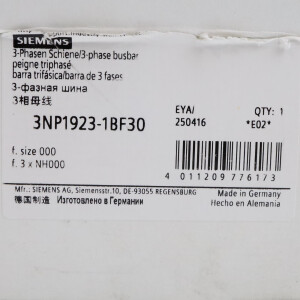 Siemens 3-Phasen Sammelschiene 3NP1923-1BF30 (5Stk.) OVP