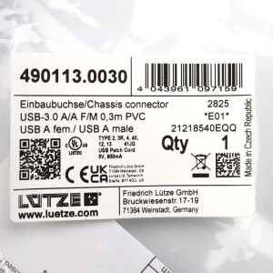 Lütze USB 3.0-Einbaudose 490113.0030 OVP