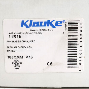 Klauke Rohrkabelschuhe 11R16 185QMM M16 (21Stk.) OVP