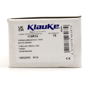 Klauke Rohrkabelschuhe KL22/14-150 110R14 M14 (7Stk.) OVP