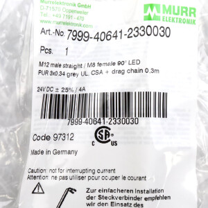 MURR ELEKTRONIK Verbindungsleitung M12 St. M8 Bu. 7999-40641-2330030 OVP