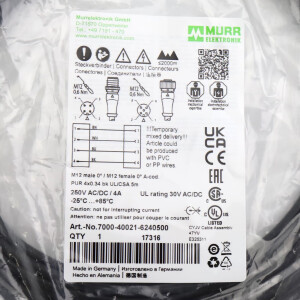 MURR ELEKTRONIK Verbindungskabel M12 St. M12 Bu. 7000-40021-6240500 OVP