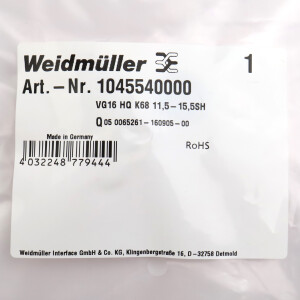 Weidmüller Kabelverschraubung VG16 HQ K68 11,5-15,5SH 1045540000 (10Stk.) OVP