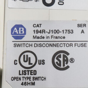 Allen Bradley Trennschalter 194R-J100-1753 Ser.A GEB