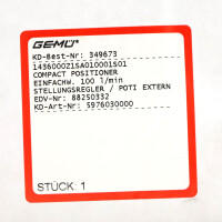 GEMÜ Stellungsregler 1436000Z1SA010001S01 88250332 OVP