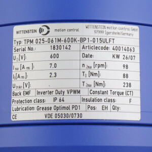 Wittenstein / alpha Servoaktuator TPM 025-061M-600K-BP1-015ULFT OVP