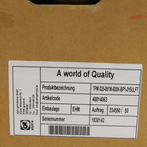 Wittenstein / alpha Servoaktuator TPM 025-061M-600K-BP1-015ULFT OVP