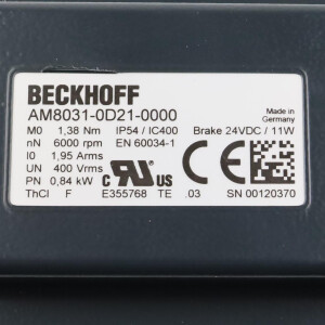 Beckhoff Servomotor AM8031-0D21-0000 0,84kW OVP
