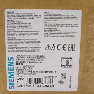 Siemens Leistungsschalter 3VL1796-1EA43-0AA0 OVP
