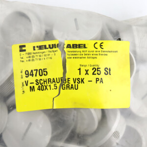HELUKABEL Verschlussschraube VSK-PA M40 x 1,5 grau 94705 (25Stk.) OVP
