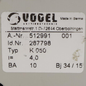 Vogel Kegelradgetriebe K 050 287798 i=4,0 GEB
