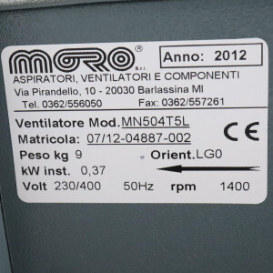 Moro Ventilator MN504T5L 0,37kW 230/400V 1400rpm NOV