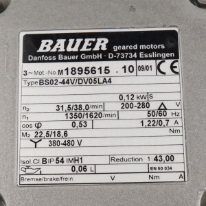 Bauer Getriebemotor BS02-44V/DV05LA4 R1=43,00 NOV