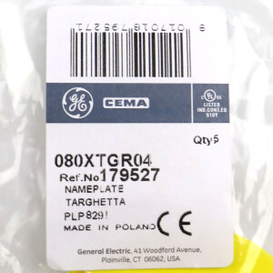 General Electric Not-AUS-Platte 080XTGR04 179527 (5Stk.) OVP