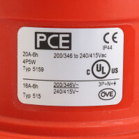 PCE Wandgerätestecker 5159-6 20A 4P5W 6h NOV