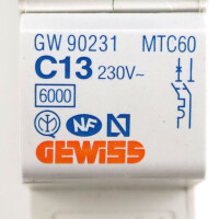 GEWISS Leitungsschutzschalter GW90231 MTC60 NOV