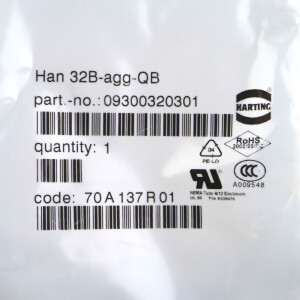 Harting Anbaugehäuse Han 32B-AGG-QB 09300320301 OVP