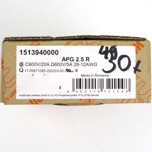 Weidmüller Stecker APG 2.5 R 1513940000 (30Stk.) OVP