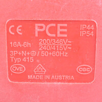 PCE CEE-Anbausteckdose schräg Typ 415 16A-6h NOV