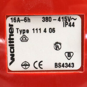 Walther Wandgerätestecker Typ 111 4 06 16A-6h NOV