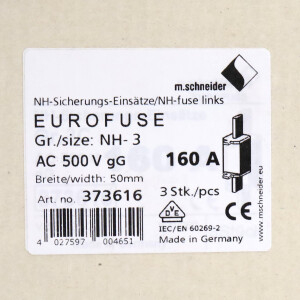 M.Schneider Sicherungseinsatz NH-3 AC500V gG 373616 (3Stk.) OVP