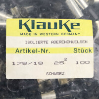 Klauke Aderendhülsen 178/18 Schwarz (100Stk.) OVP