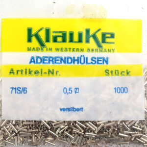 Klauke Aderendhülsen 71S/6 Versilbert (1000Stk.) OVP