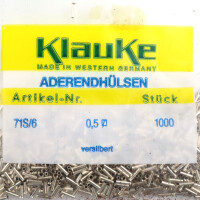 Klauke Aderendhülsen 71S/6 Versilbert (1000Stk.) OVP