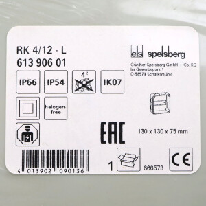 Spelsberg Reihenklemmengehäuse RK 4/12-L 61390601 OVP
