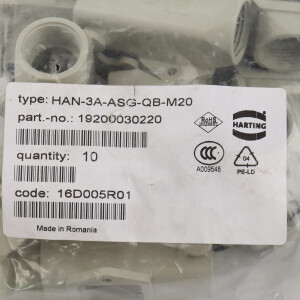 Harting Sockelgehäuse Han 3A-ASG-QB-M20 19200030220 (10Stk.) OVP