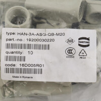 Harting Sockelgehäuse Han 3A-ASG-QB-M20 19200030220 (10Stk.) OVP