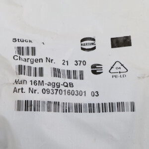Harting Anbaugehäuse HAN 16M-agg-QB 09370160301 OVP