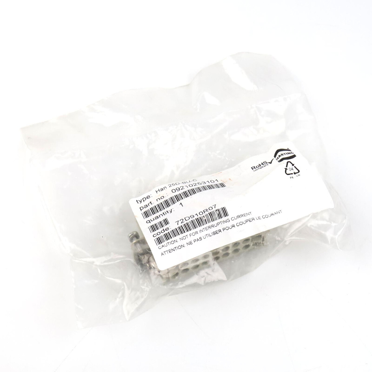 Harting Einsatz Han 25D-BU-C 09210253101 OVP