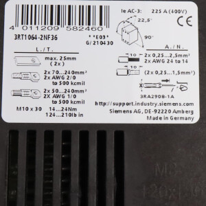 Siemens Leistungsschütz 3RT1064-2NF36 OVP