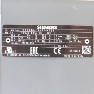 Siemens Synchron-Servomotor 1FT6086-1AH71-4DG1 NOV