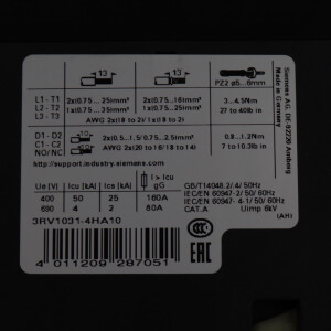 Siemens Leistungsschalter 3RV1031-4HA10 NOV