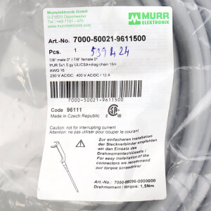 MURR ELEKTRONIK Powerkabel 7/8 St. 7/8 Bu. 7000-50021-9611500 OVP