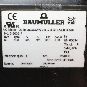 Baumüller Torquemotor DST2-260XO54W-010-5-O-DI-6-MLB-O-056 NOV