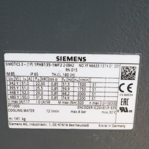 Siemens SIMOTICS M Kompakt-Asynchronmotor 1PH8135-1MF22-0BA2 GEB