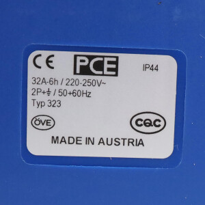 PCE CEE-Anbausteckdose gerade Typ 323-6 32A-6h NOV