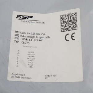 SSP M12-Anschlusskabel SP-R-13-309-67 OVP