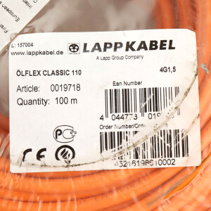 Lappkabel ÖLFLEX CLASSIC 110 Orange 4G1,5 0019718 100m OVP