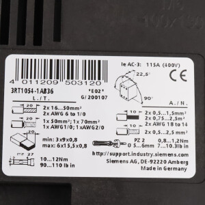 Siemens Leistungsschütz 3RT1054-1AB36 GEB