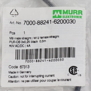 MURR ELEKTRONIK Verbindungsleitung M8 St. M12 Bu. 7000-88241-6200030 OVP