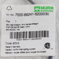 MURR ELEKTRONIK Verbindungsleitung M8 St. M12 Bu. 7000-88241-6200030 OVP