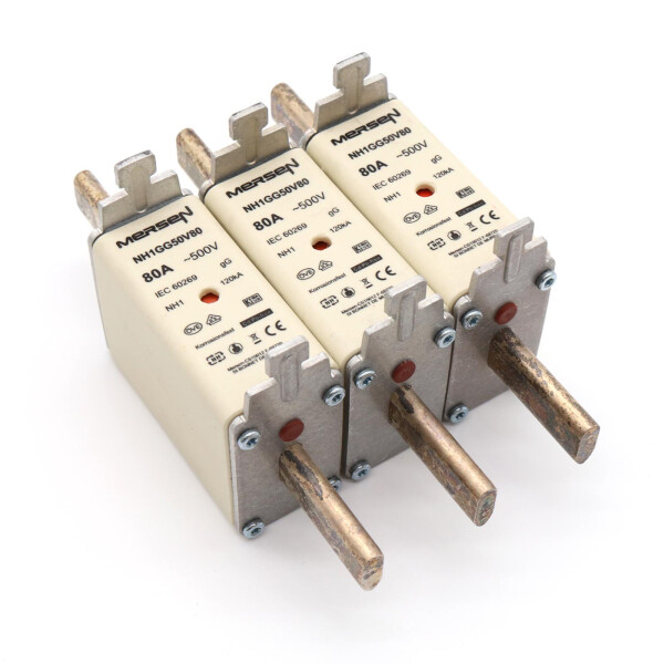 Mersen Sicherungen NH1GG50V80 80A 500V (3Stk.) NOV
