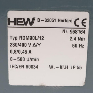 HEW Drehstrommotor RDM90L/12 230/400V NOV