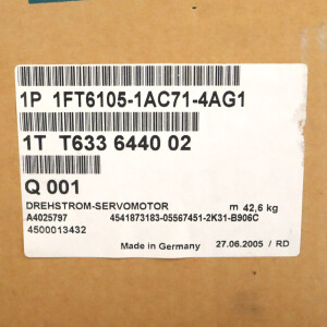 Siemens Synchronservomotor 1FT6105-1AC71-4AG1 OVP